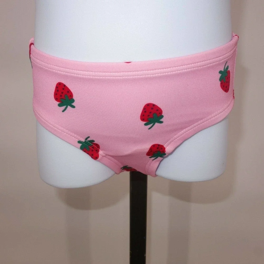 NEW Hanna Andersson Pink Strawberry Ruffle Tankini Swimsuit Size 80 18-2…